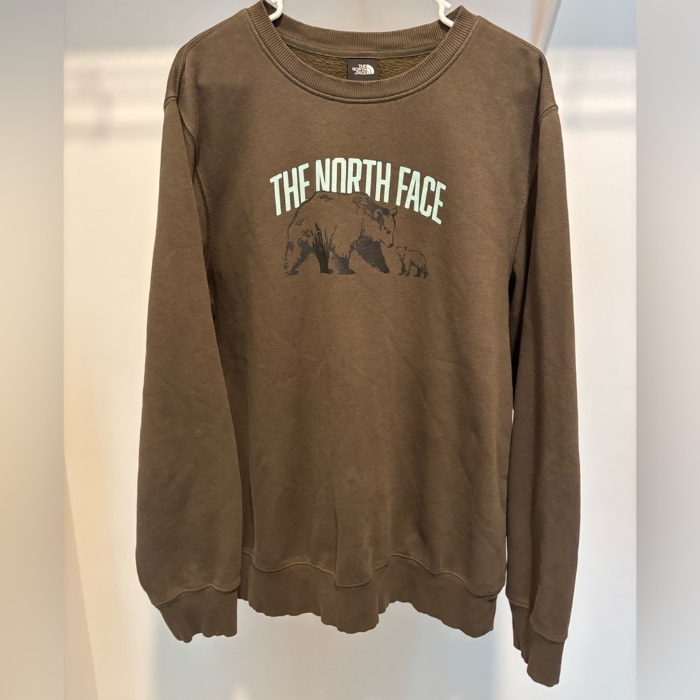 The North Face Men's Brown Crewneck Sweatshirt with Bear Logo